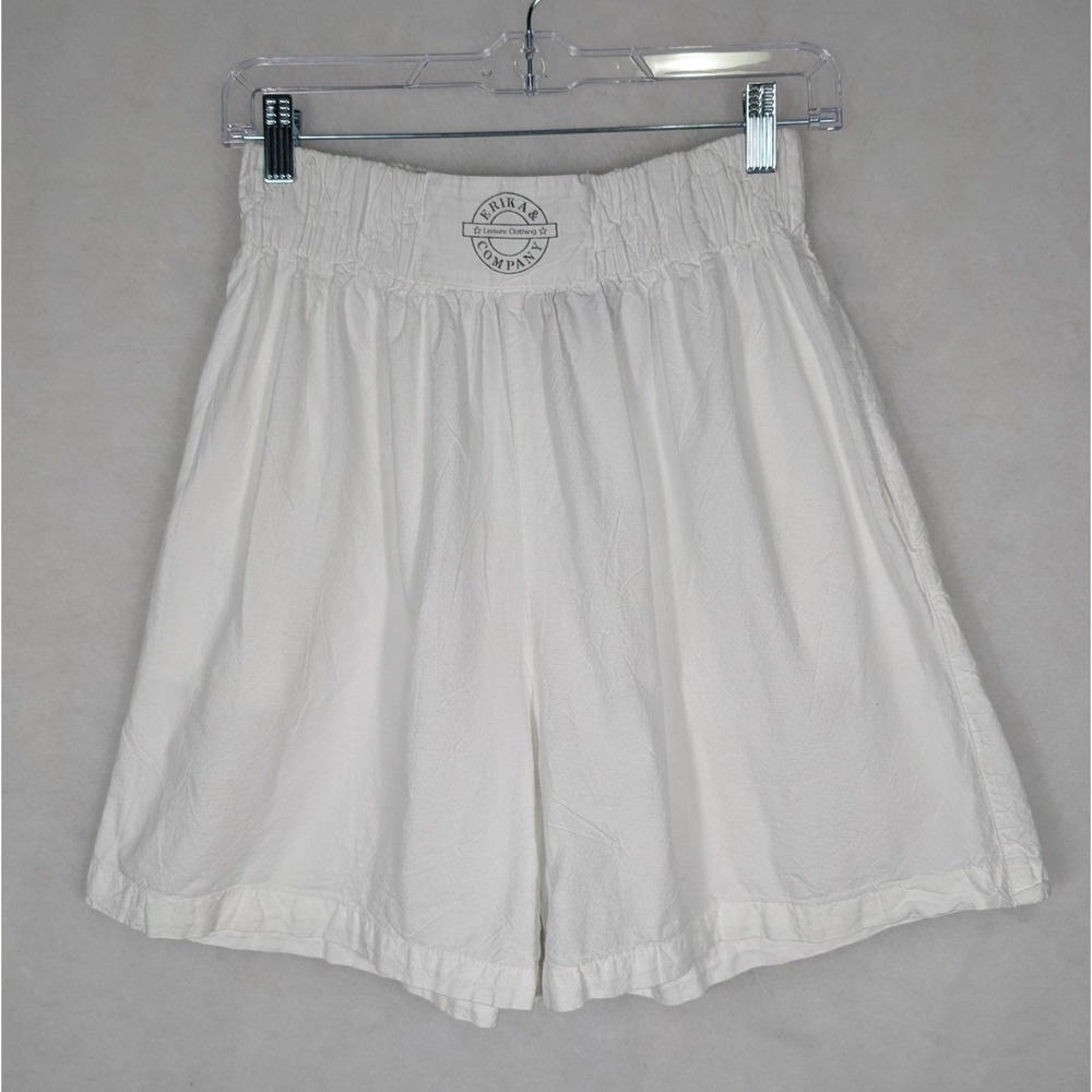 Vintage 90s Shorts Womens S White Cotton High Rise Wide Leg Coastal Summer Mom